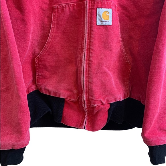 CARHARTT | Rare Vintage 90s Red Distressed Insulated Hooded Coat Jacket | Size L - Picture 3 of 16